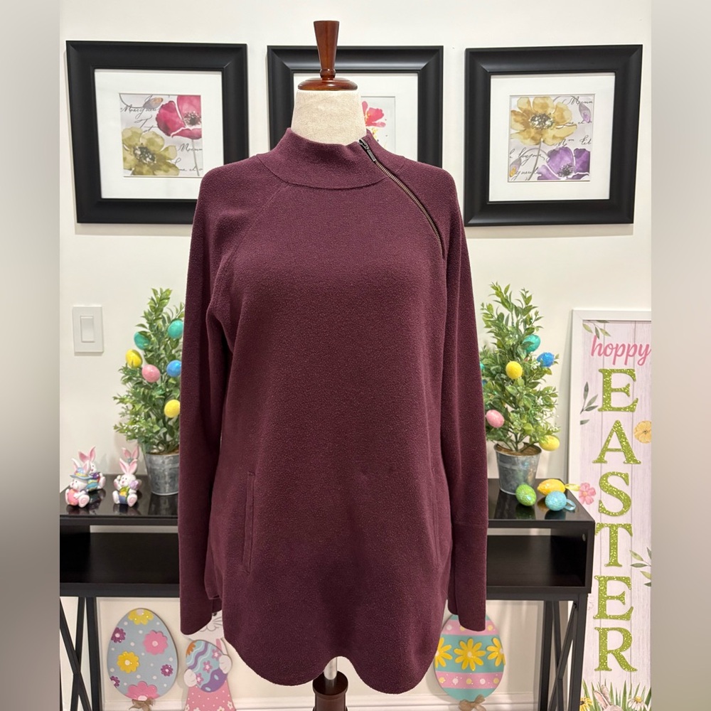 Tahari Maroon Half-Zip Pullover - image 3